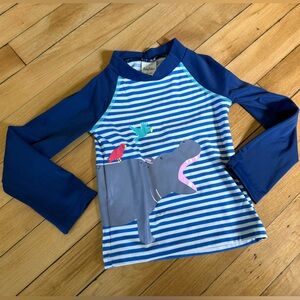 Baby Boden hippopotamus striped upf 40+ protection rash guard swim‎ top